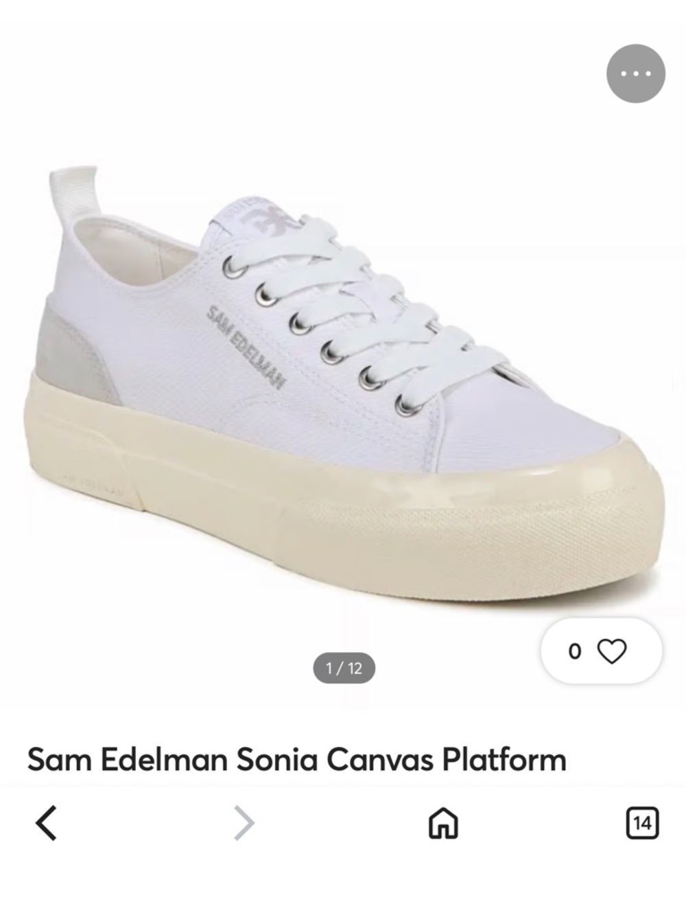 Sam Edelman White Canvas Platform Low-Top Sneakers